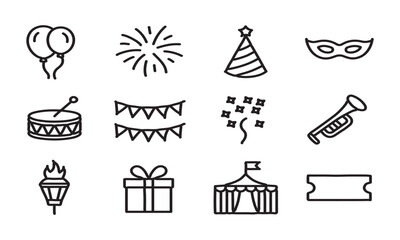 party celebration icon set vector festival illustration