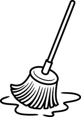 Mop cleaning spilled liquid floor household task icon vector Hand drawn