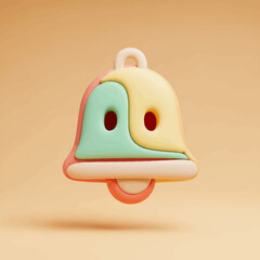Fototapeta premium Pastel-colored 3D render of a bell, playful and decorative.