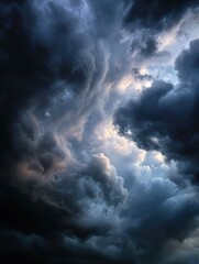 Obraz premium Dramatic Cloud Formation Fills the Sky With Shades of Blue and Gray Before a Storm, Capturing Natures Power and Beauty