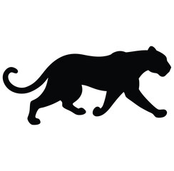 Obraz premium Black silhouette of a panther walking on a white background animal big cat