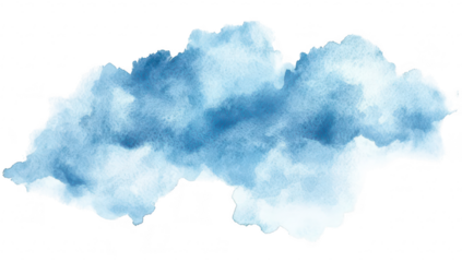A serene watercolor illustration of soft blue clouds gently blending into one another. evoking a sense of calm and tranquility. perfect for backgrounds in design projects