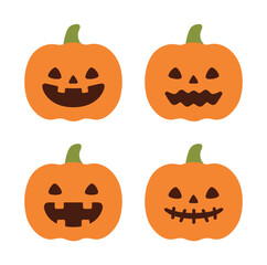Illustrations of classic jack-o'-lanterns. Great for your Halloween party invitations, social media posts, and seasonal projects. Simple and cute design.