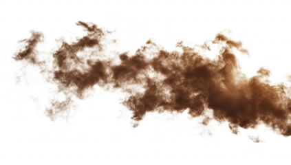 Abstract representation of swirling brown smoke or dust against a white background. creating a dynamic and artistic visual effect. suitable for use in design and creative projects