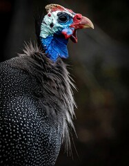 Close-up portrait of a guineafowl