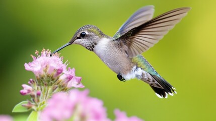 Hummingbird feeding on flower