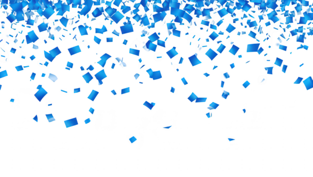 A celebration scene featuring blue confetti falling against a white background. perfect for festive invitations. party decorations. or celebratory announcements - Powered by Adobe