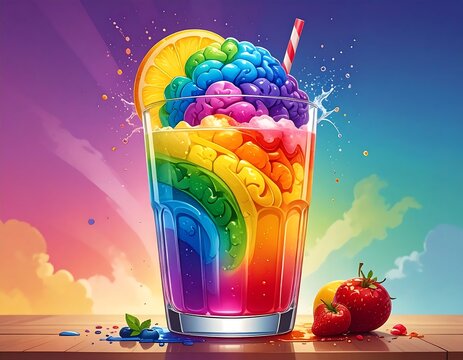 Colorful brain smoothie drink - Powered by Adobe