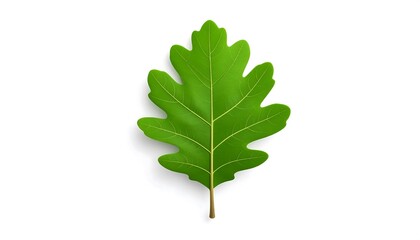 A vibrant green oak leaf