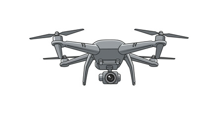 Gray Drone with Camera Illustration Aerial Technology.