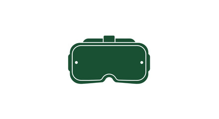 Isolated Green Virtual Reality Headset Icon on White Background.