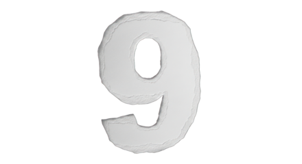 Number Nine Rough Paper Cutout.
