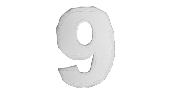 Number Nine Rough Paper Cutout.