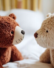 Adorable Fluffy Teddy Bears Together Cozy Bedtime Friends