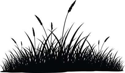 Silhouette of lush green grass blades vector illustration scalable graphic for design projects