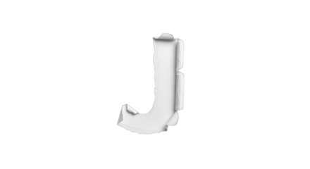 Torn White Paper Letter J with Rough Edges.