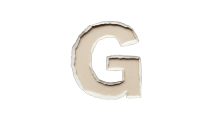 Torn Paper Letter G Isolated.