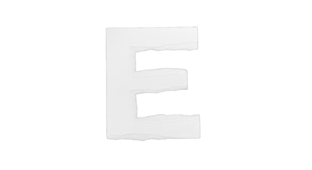 Torn Paper Letter E with Rough Edges.