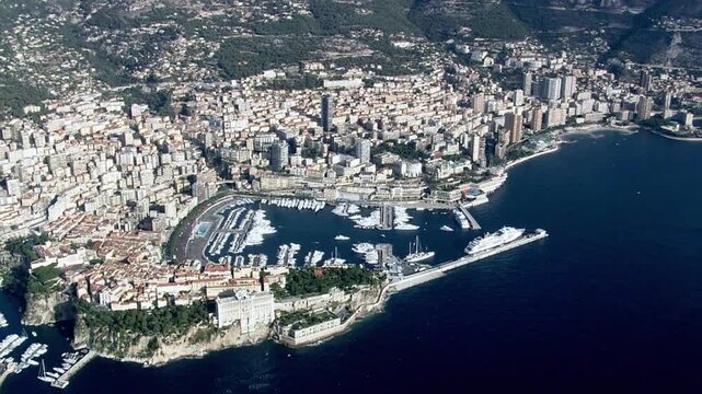 Aerial view captures the stunning cityscape of monaco along the mediterranean coast