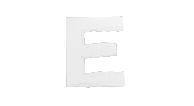 Torn Paper Letter E with Rough Edges.