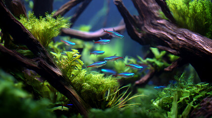 Green moss forest macro scene