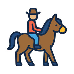 Cowboy Riding Horse Cartoon Vector Illustration