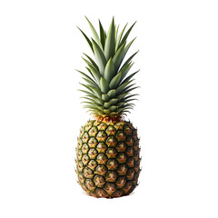Whole Ripe Pineapple with Green Leaves on a Black Background fruit tropical