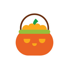 Pumpkin candy bucket colorful vector art illustration