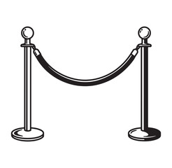 Simple black and white vector illustration of a red carpet rope stanchion on white