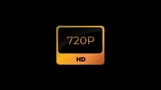 A golden-black styled icon labeled &ldquo;720P HD,&rdquo; representing high-definition video quality.
