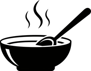 Bowl of hot soup with spoon, representing comfort food and warm meal