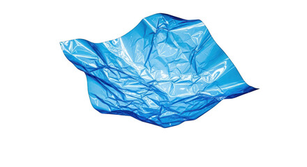 Wrinkled Blue Plastic Sheet with Glossy Texture.