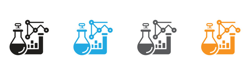 Dynamic scientific research icon showing a test tube and graph, perfect for conveying innovation, data analysis, and cutting-edge progress in medical or tech industries.