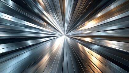 Radiating metallic lines converge to a bright center, creating a sense of speed and depth