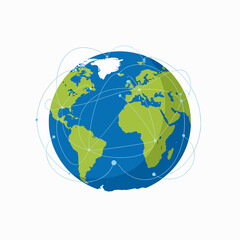 Global Network Connecting Continents and Oceans Illustrating Worldwide Communication and Interconnectedness