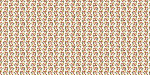 Dense Warm Floral Seamless Pattern, Orange and Red Blossom Repeat