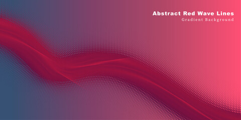 Abstract Red Wave Lines Gradient Background