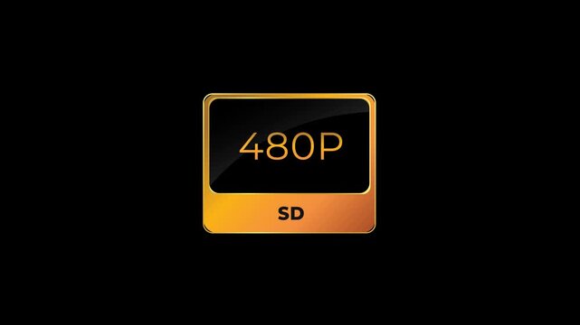 An icon showing &ldquo;480P SD&rdquo; in golden-black gradient style, representing standard-definition video quality.