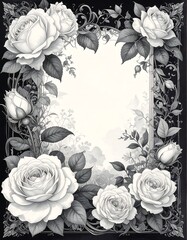 Elegant grayscale floral frame