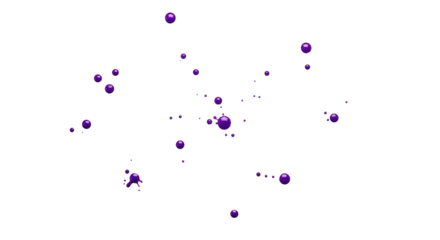Scattered Purple Paint Splatters on White Background.