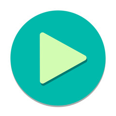 A simple, modern play button icon featuring a light mint-green triangle (the play symbol) centered within a solid teal or turquoise circle. The design is clean, vibrant, and energetic