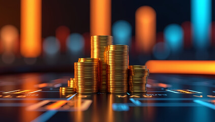Digital Financial Growth With Golden Coins