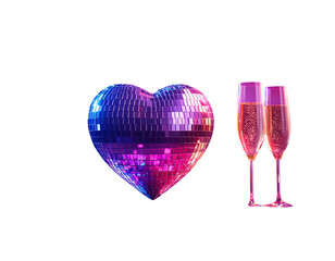  Futuristic Heart Disco Ball Surrounded by Party Atmosphere