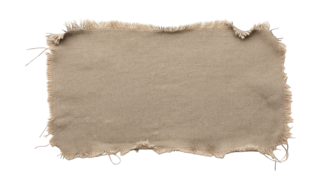 Fragment of Rough Burlap Fabric with Frayed Edges Texture.