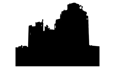 Obraz premium Silhouette of urban buildings in detailed vector illustration design created on a clean white background.