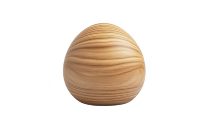 A beautifully crafted wooden egg with intricate grain patterns. placed on a clean white surface. evoking a sense of simplicity and elegance. ideal for home decor or artistic presentations
