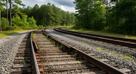 Obraz premium railroad tracks in the forest