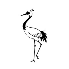 Obraz premium Crane. Crane simple black and white line art vector logo