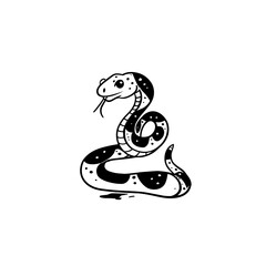 Rattlesnake. Rattlesnake simple black and white line art vector logo