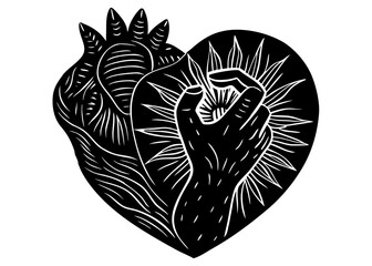 Heart and Hand Together Silhouette, Compassion Care SVG, PNG